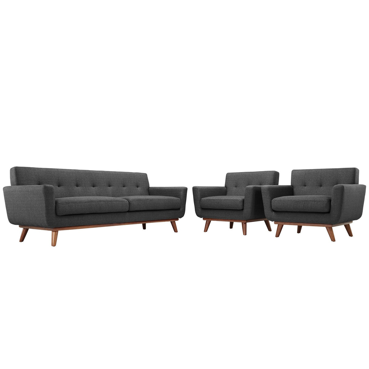 3 Piece 123" Gently Sloping Curved Upholstered Armchairs and Sofa Set