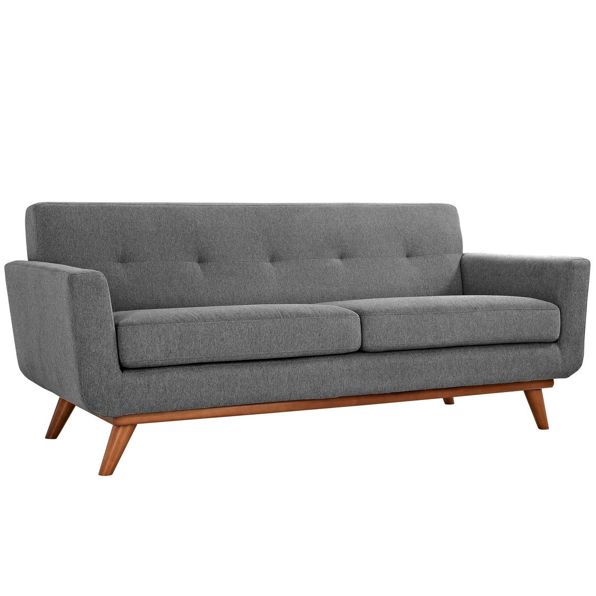2 Piece 124" Gently Sloping Curved Upholstered Fabric Loveseat and Sofa Set