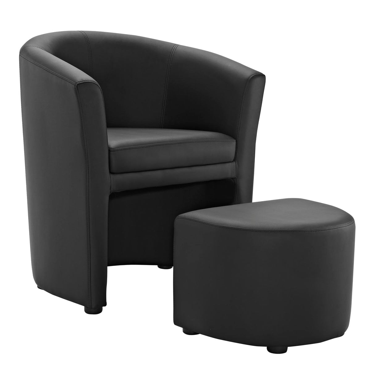 22 Inch Faux Leather Armchair and Ottoman