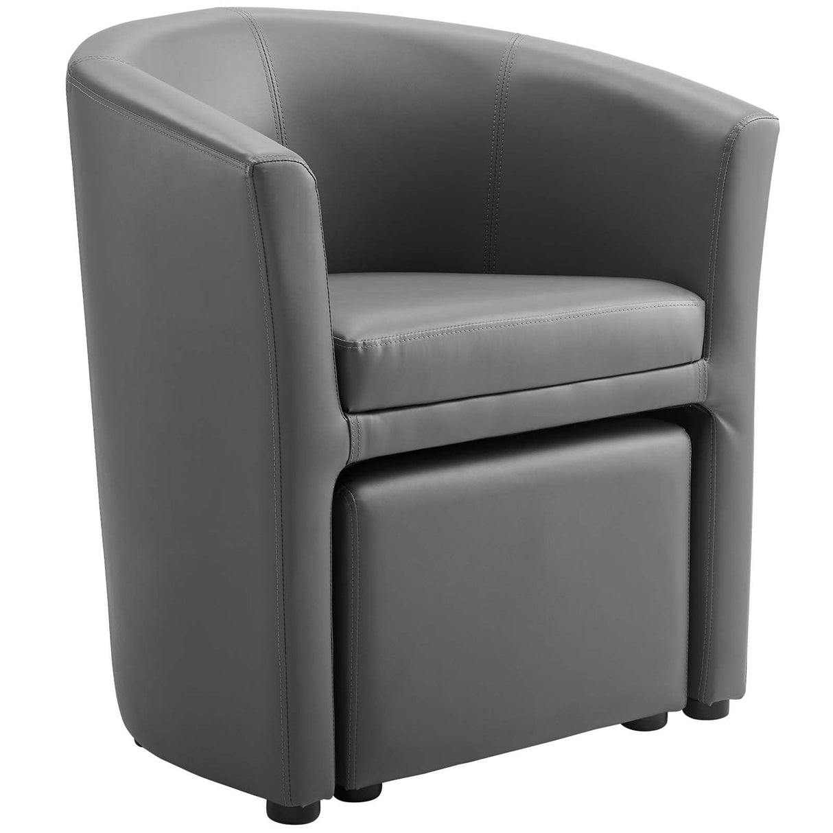22 Inch Faux Leather Armchair and Ottoman