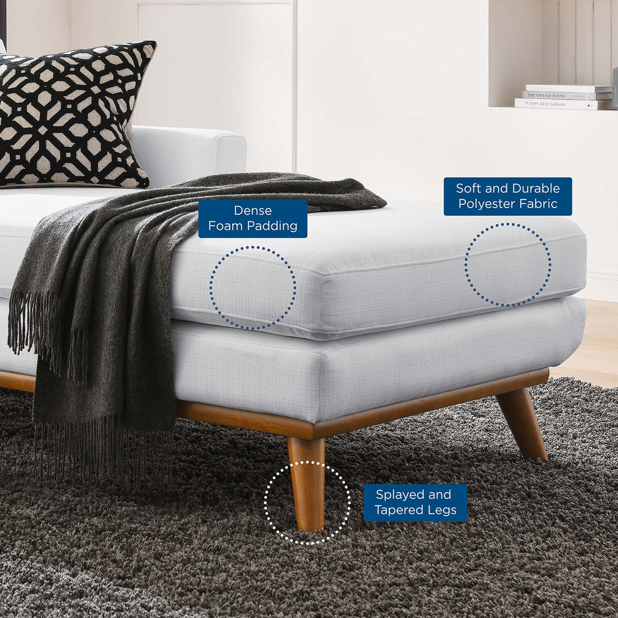 Right-Facing Upholstered Fabric Chaise 70 Inch