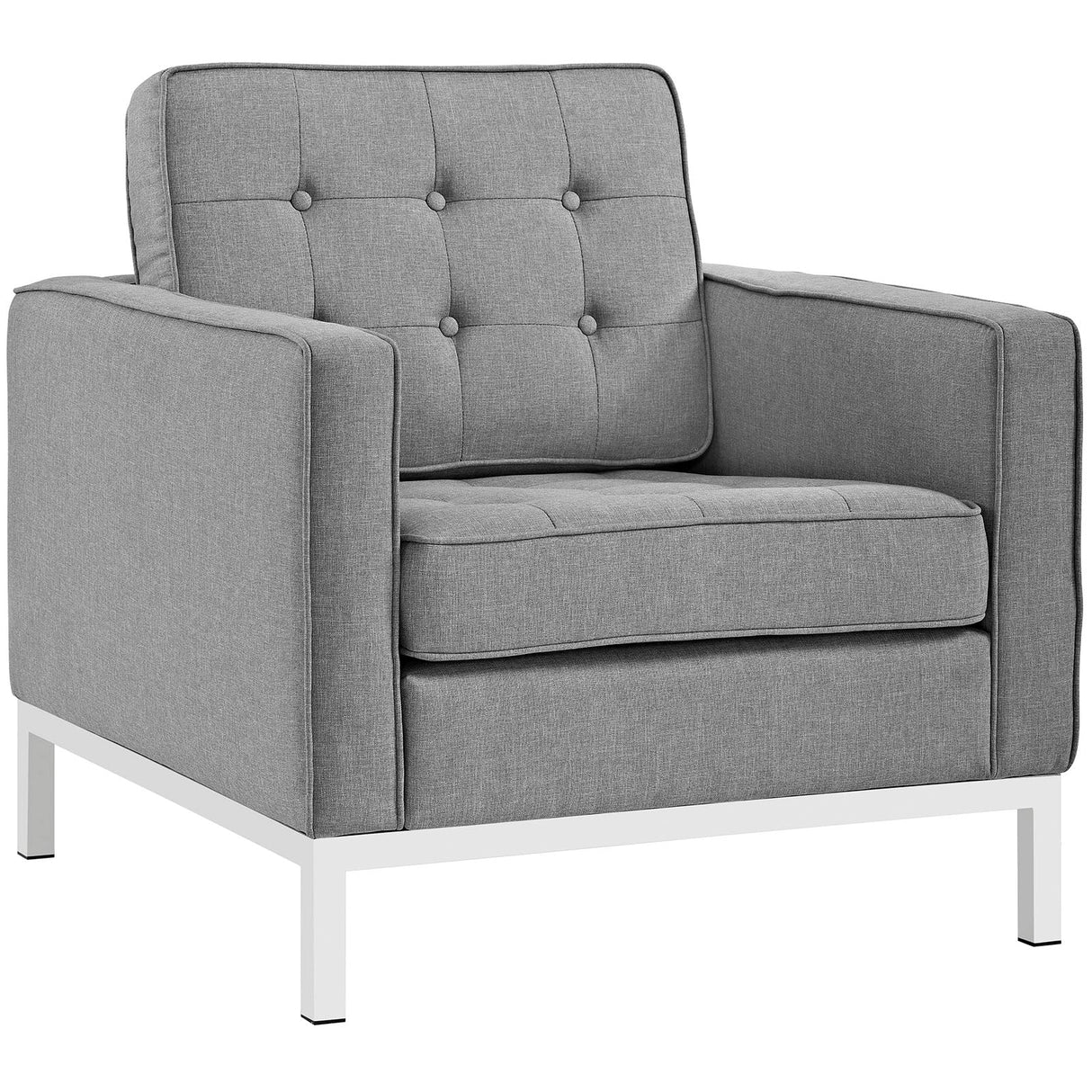 31 Inch Tufted Upholstered Fabric Armchair with Stainless Steel Frame