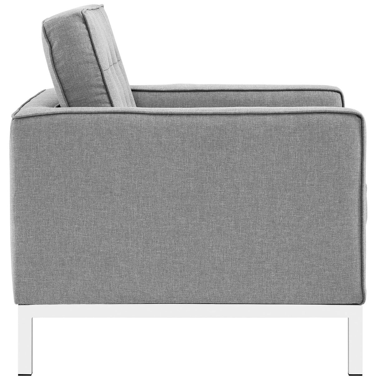 31 Inch Tufted Upholstered Fabric Armchair with Stainless Steel Frame