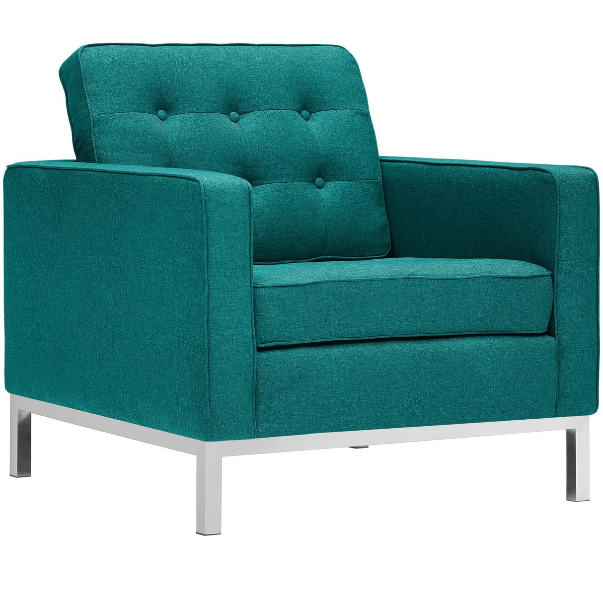31 Inch Tufted Upholstered Fabric Armchair with Stainless Steel Frame