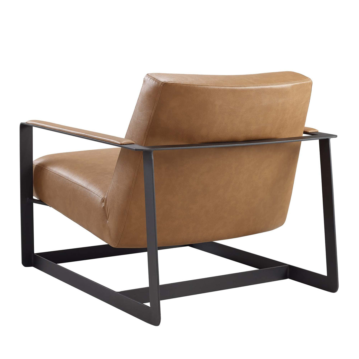 36 Inch Vegan Leather Accent Chair in Tan