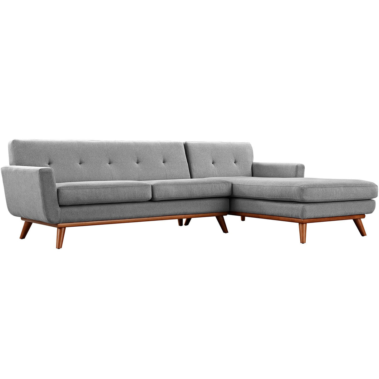 Right-Facing Upholstered Fabric Sectional Sofa - 110 Inch