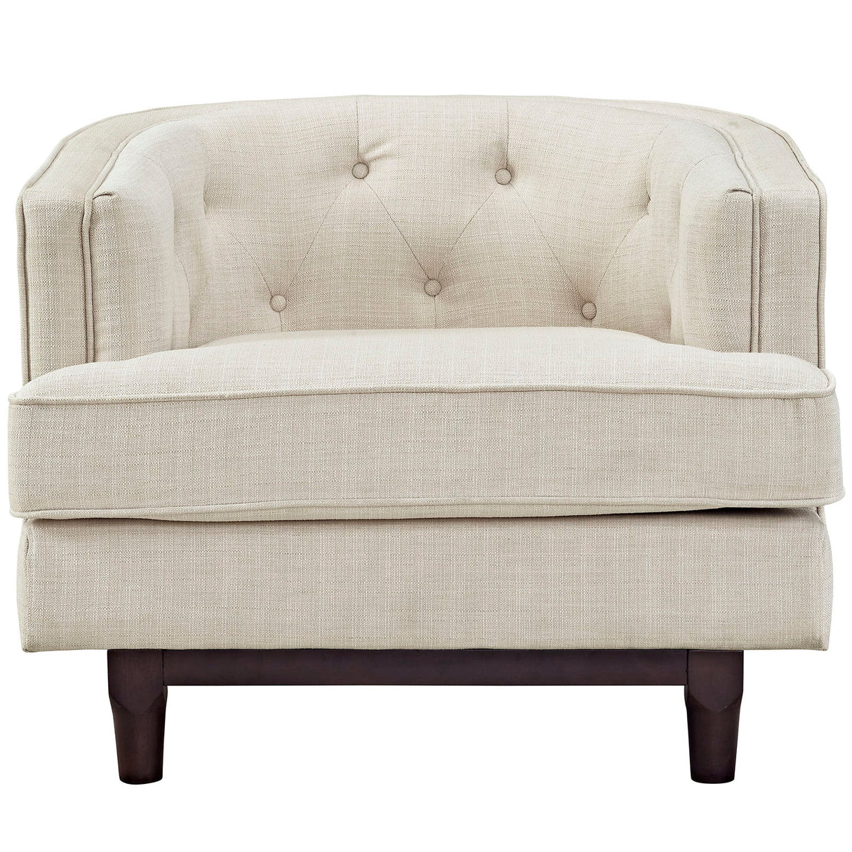 34 Inch Upholstered Fabric Button Tufted Armchair