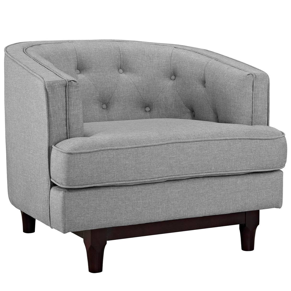 34 Inch Upholstered Fabric Button Tufted Armchair