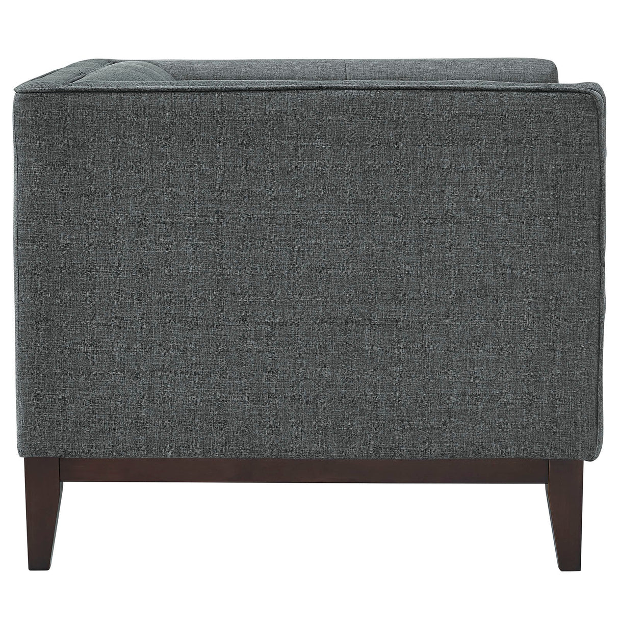 34 Inch Upholstered Fabric Armchair with Central Button Tufting in Gray
