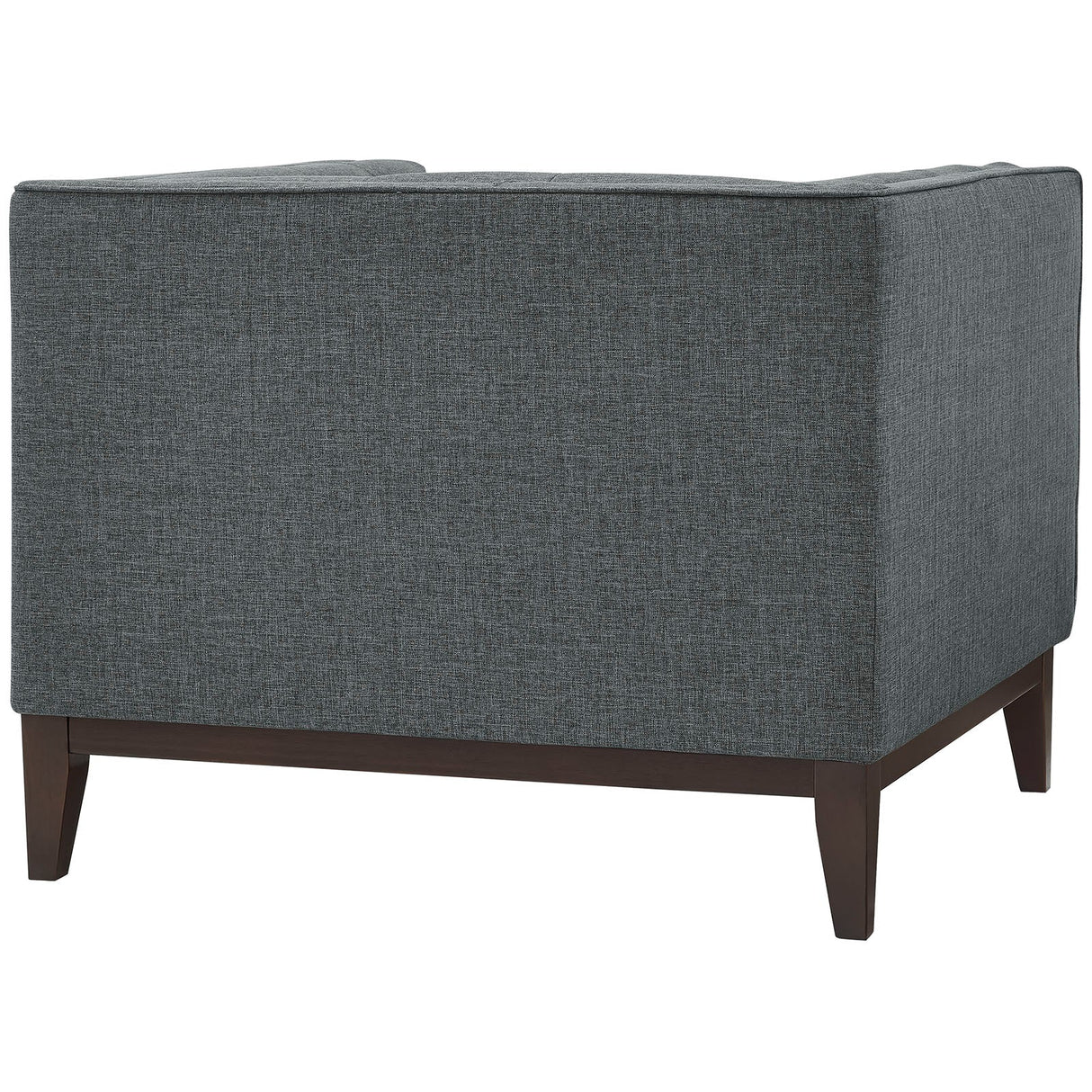 34 Inch Upholstered Fabric Armchair with Central Button Tufting in Gray