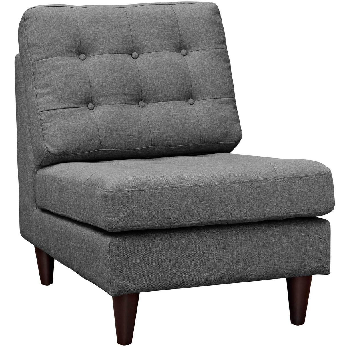 26 Inch Empress Mid-Century Modern Upholstered Fabric Armless Lounge Chair with Deep Button Tufting