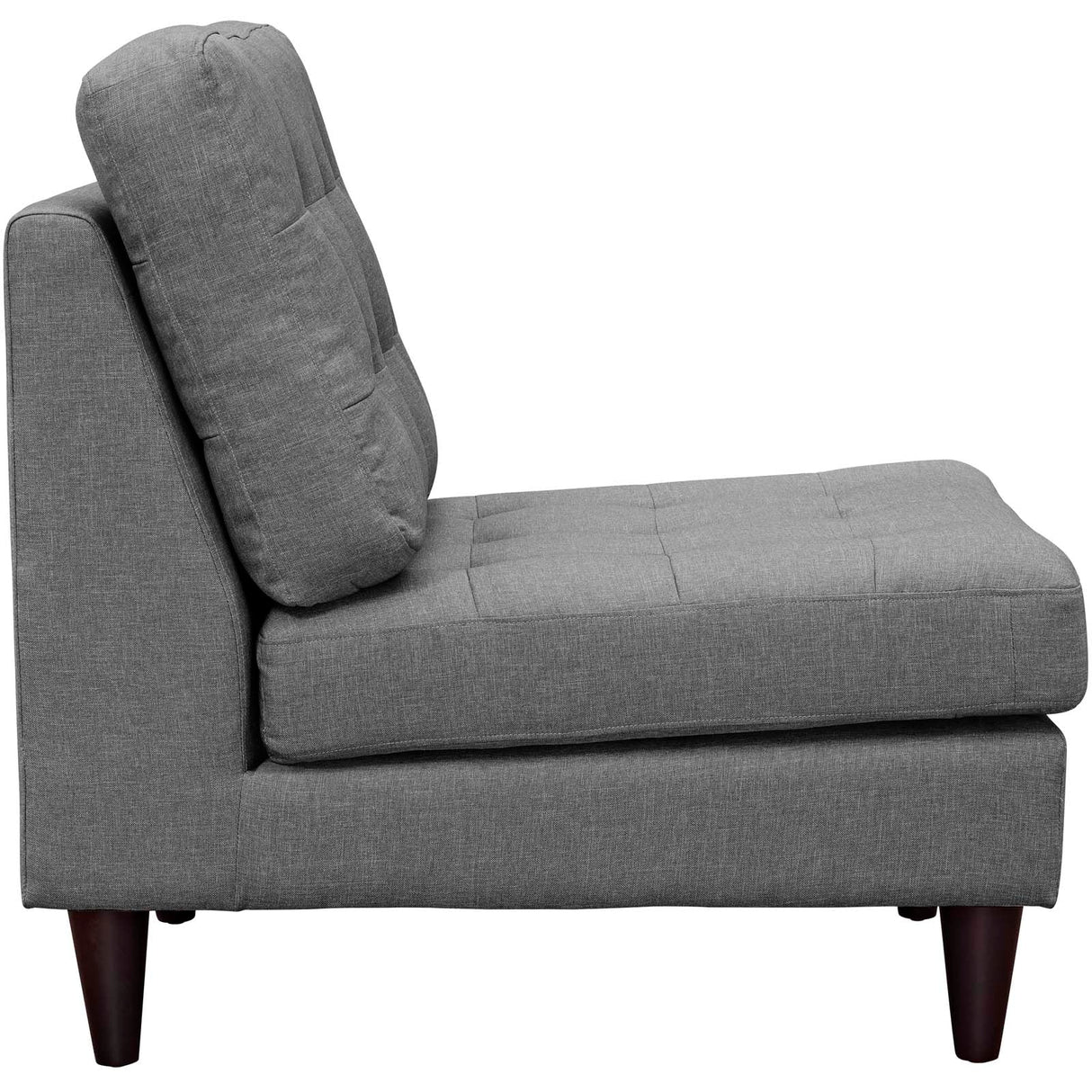 26 Inch Empress Mid-Century Modern Upholstered Fabric Armless Lounge Chair with Deep Button Tufting