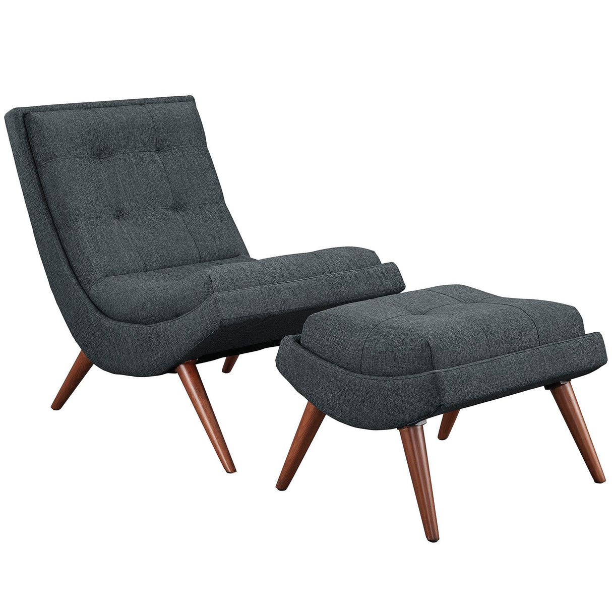 26 Inch Polyester Fabric Lounge Chair and Ottoman