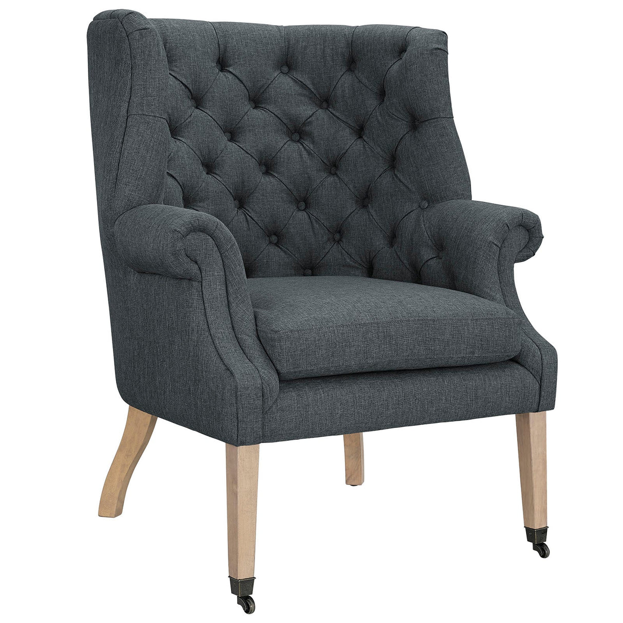 35 Inch Upholstered Fabric Lounge Chair with Front-Leg Casters