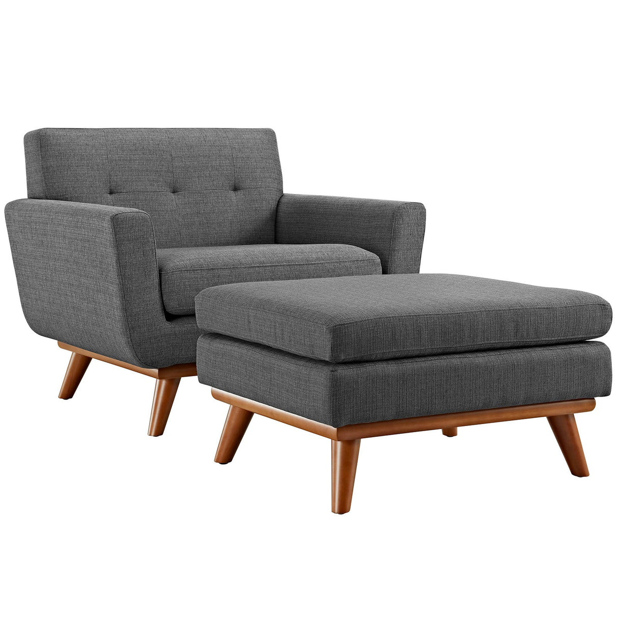 40 Inch Upholstered Fabric Armchair and Ottoman Set