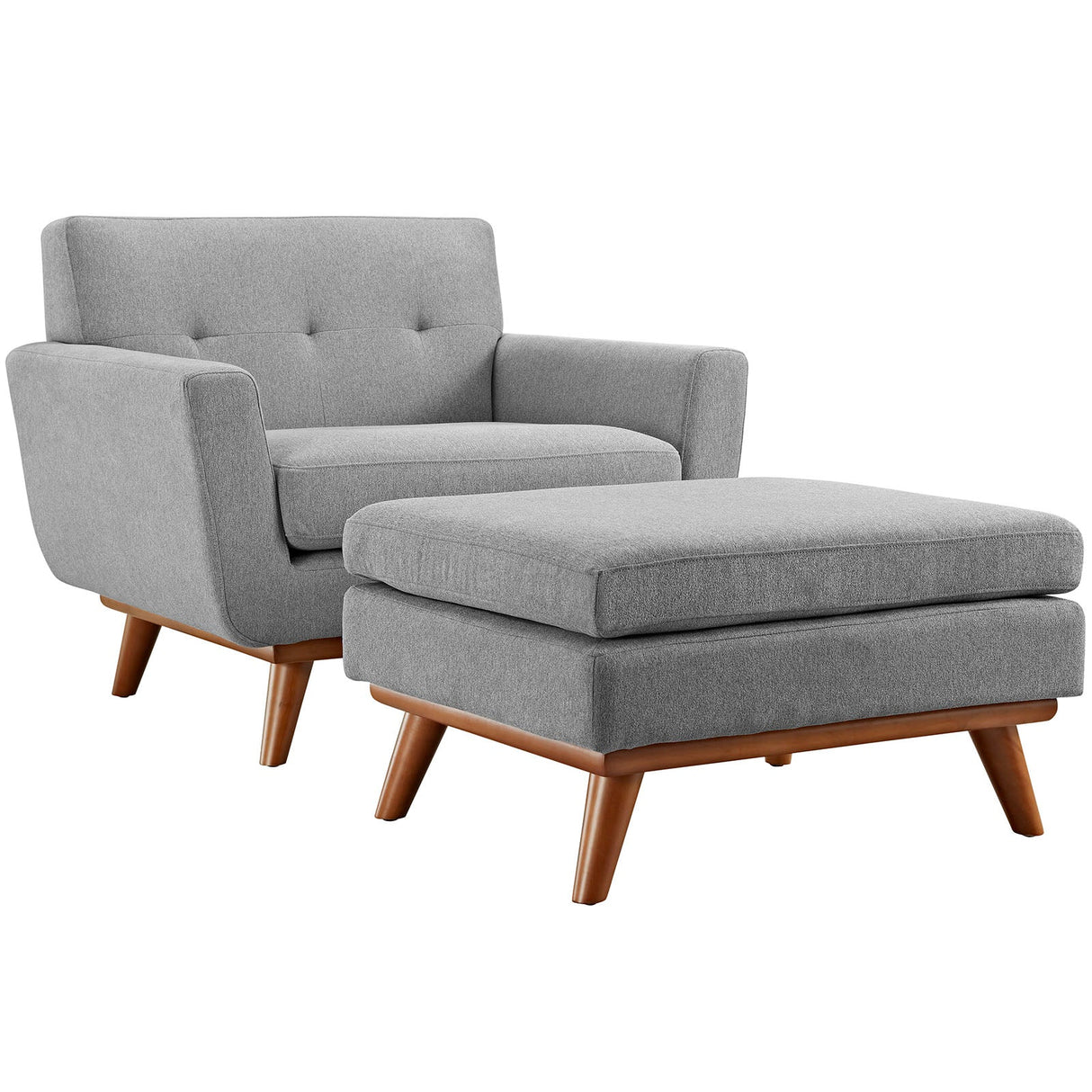 40 Inch Upholstered Fabric Armchair and Ottoman Set