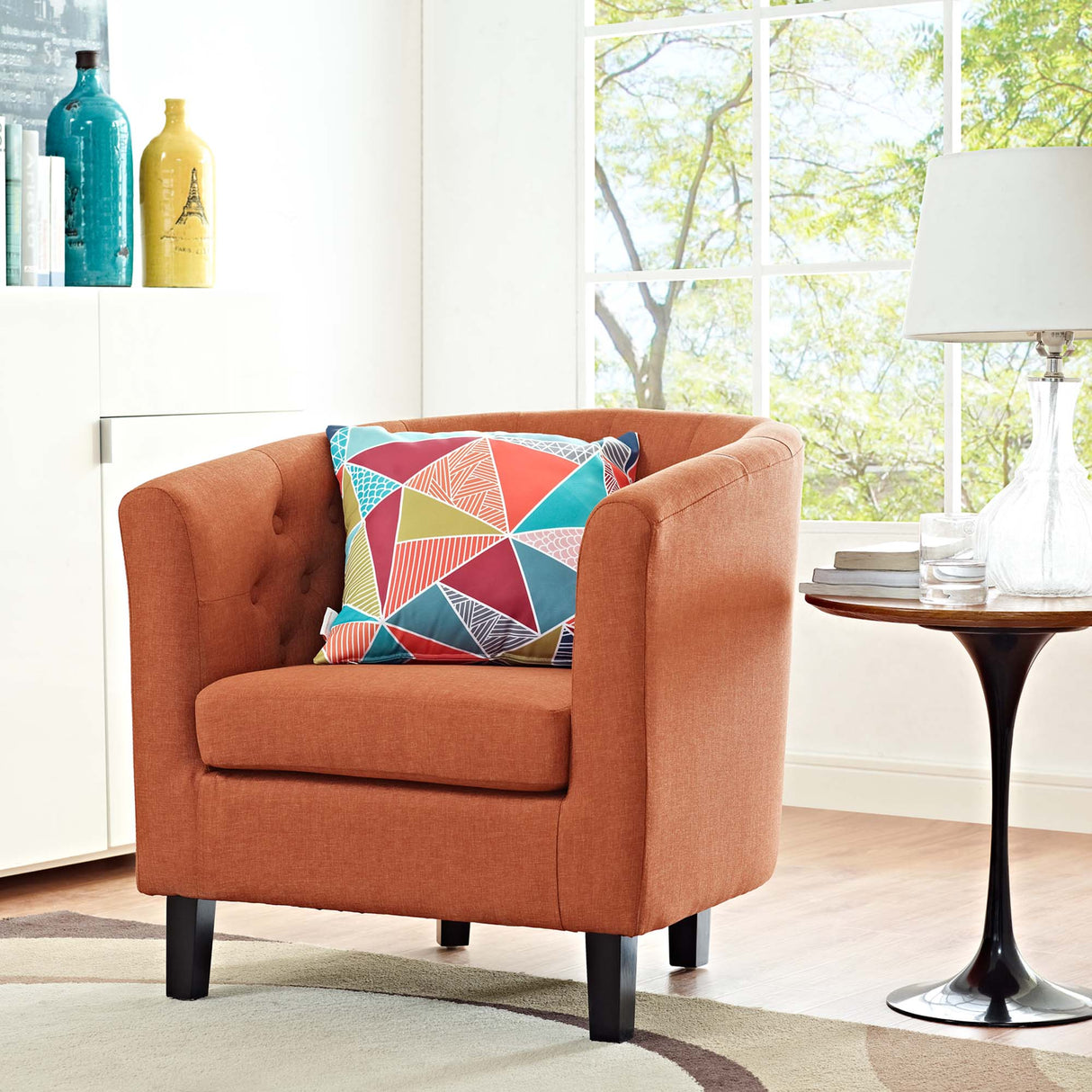 30 Inch Prospect Mid-Century Modern Chesterfield Fabric Accent Armchair