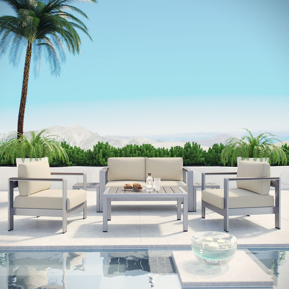 6-Piece Aluminum Outdoor Sectional Sofa Set for Patio, Garden and Poolside Seating