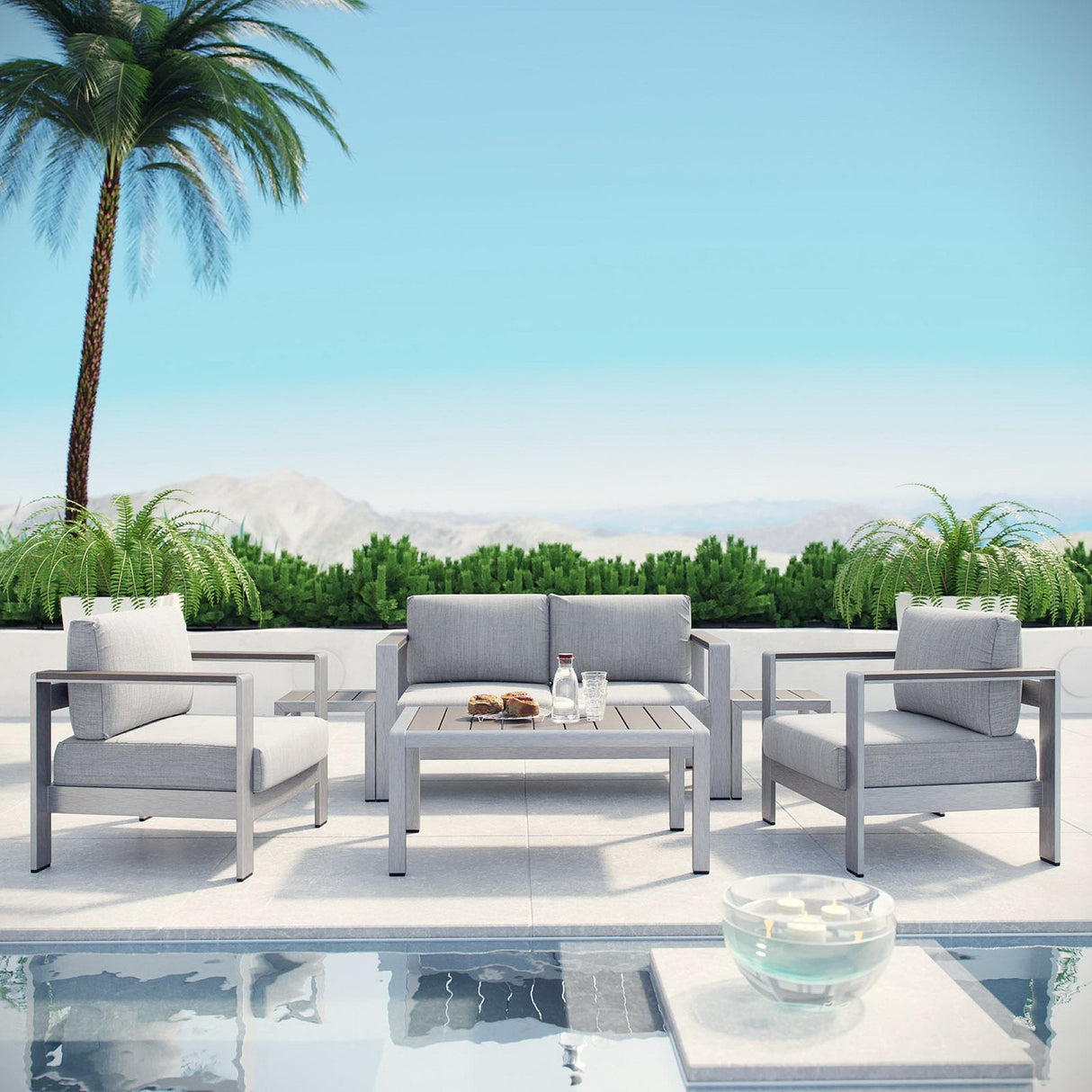 6-Piece Aluminum Outdoor Sectional Sofa Set for Patio, Garden and Poolside Seating