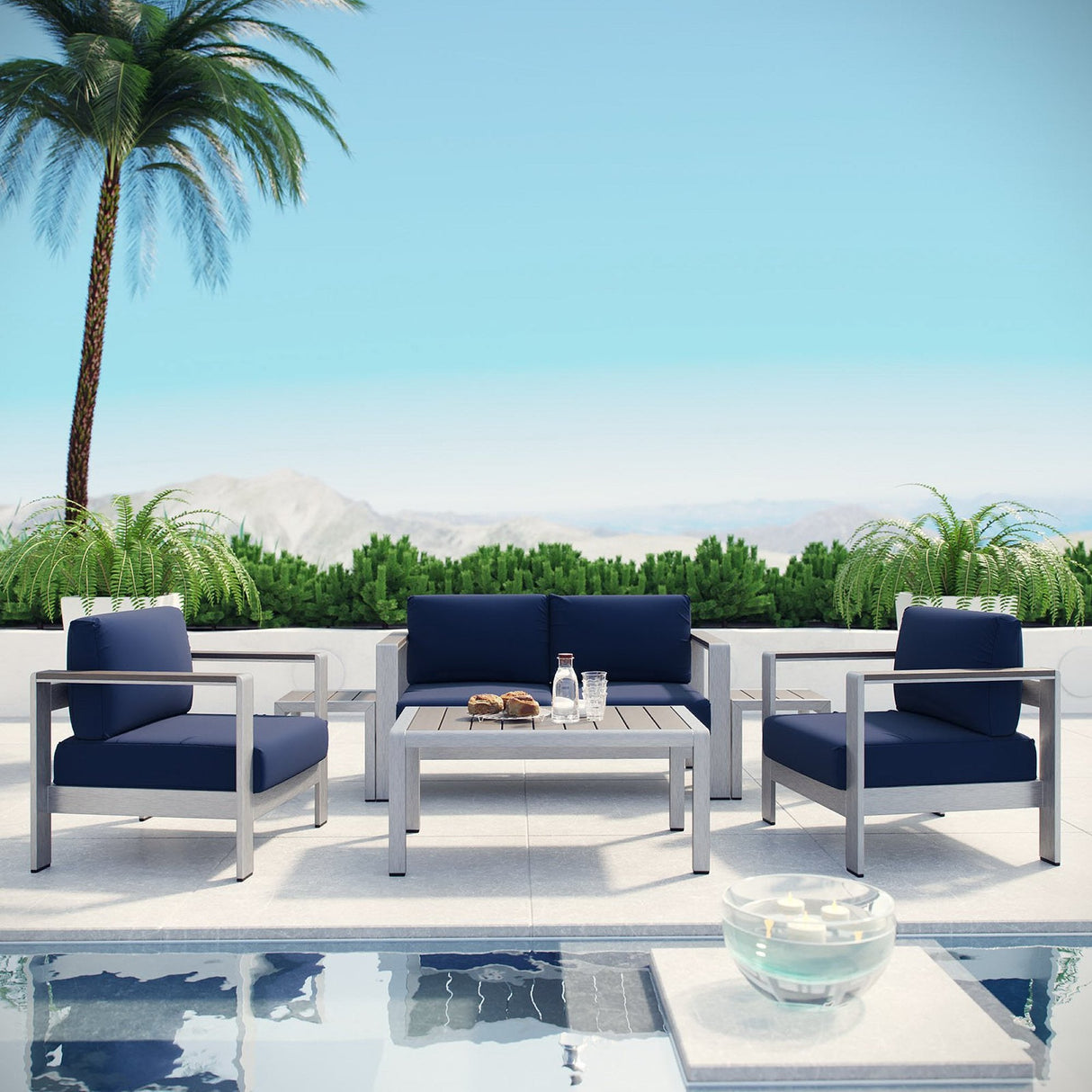6-Piece Aluminum Outdoor Sectional Sofa Set for Patio, Garden and Poolside Seating