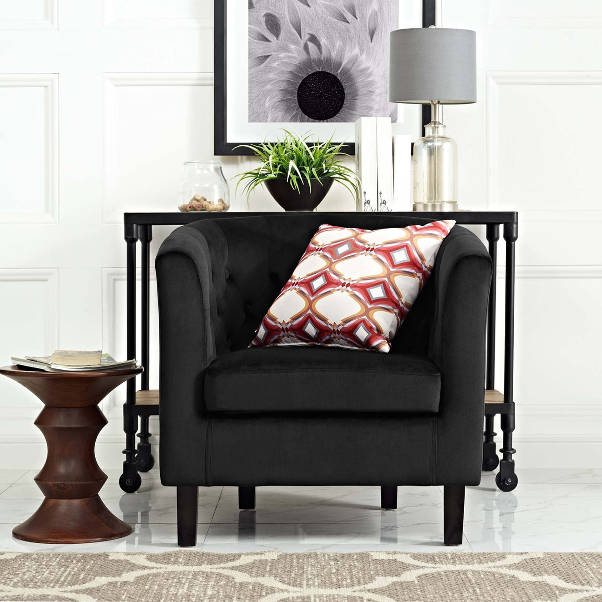 30 Inch Chesterfield Style Performance Velvet Accent Armchair with Button Tufting