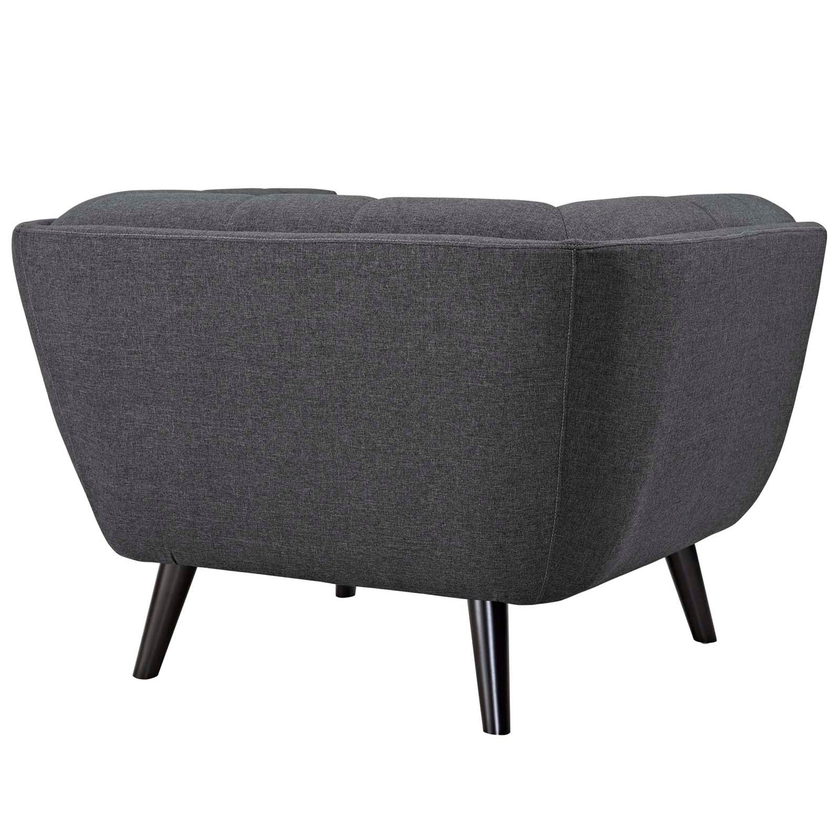 36 Inch Button Tufted Upholstered Fabric Armchair in Gray