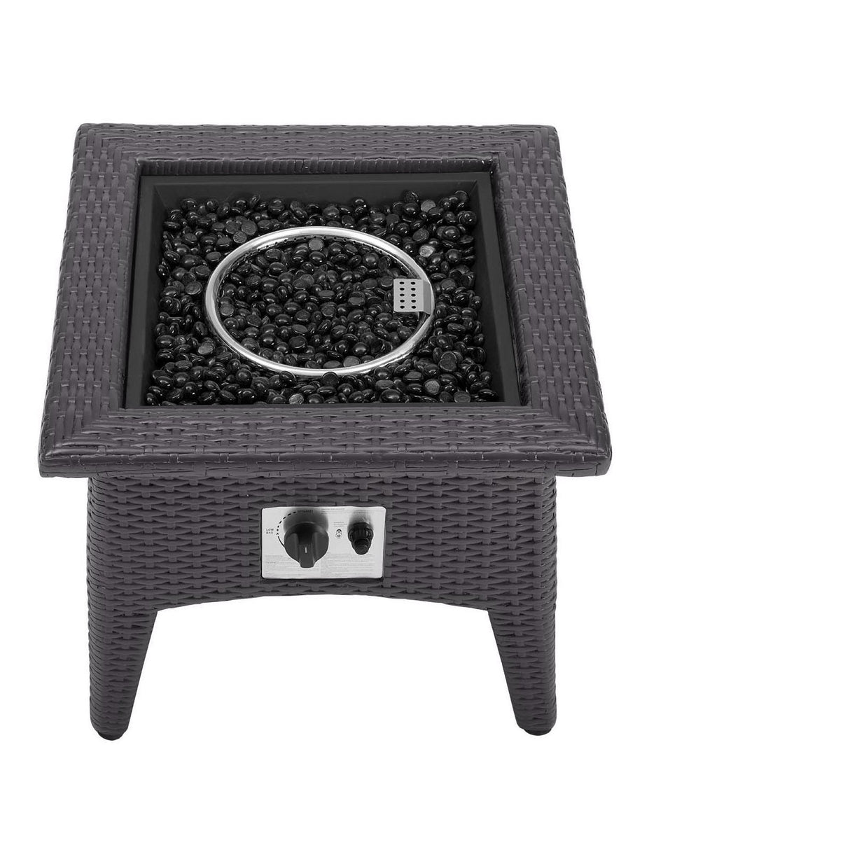 3-Piece Espresso Wicker Outdoor Patio Set with Fire Pit, All-Weather Wicker
