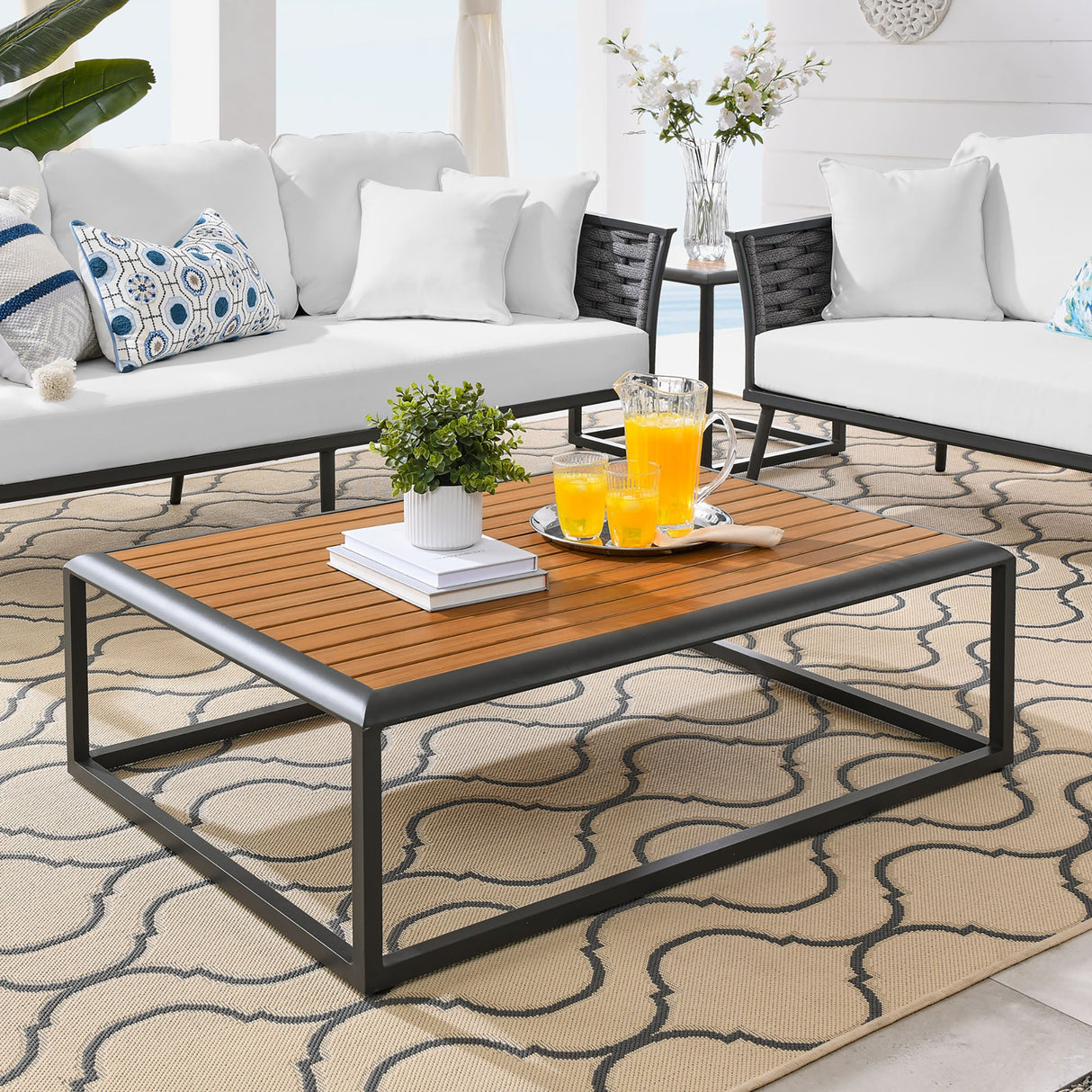 Outdoor Patio Aluminum Coffee Table for Garden, Deck and Backyard Seating Areas