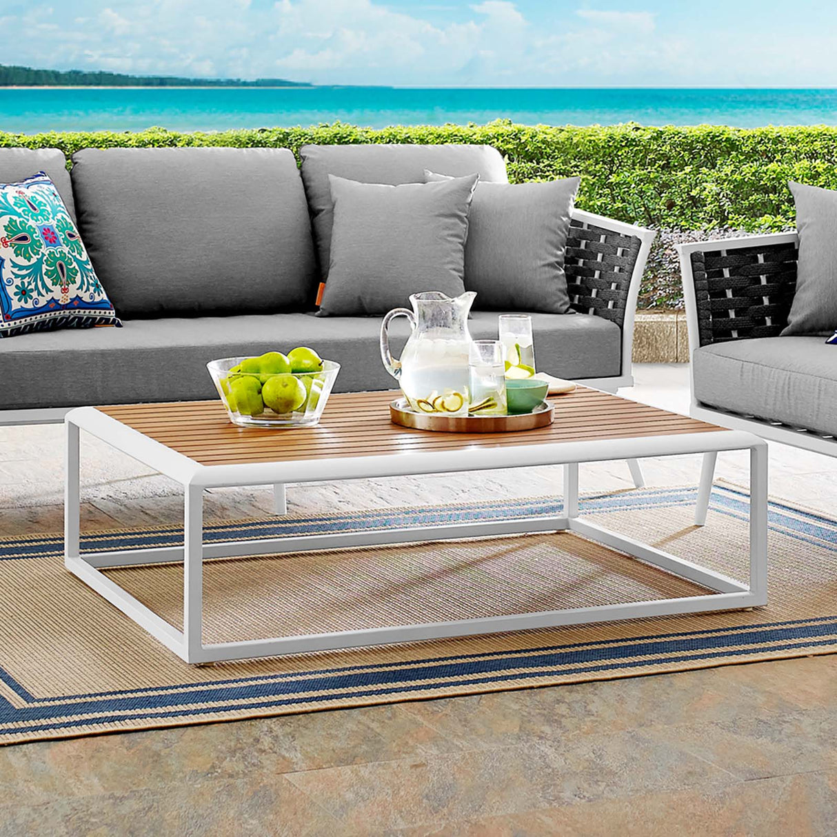 Outdoor Patio Aluminum Coffee Table for Garden, Deck and Backyard Seating Areas