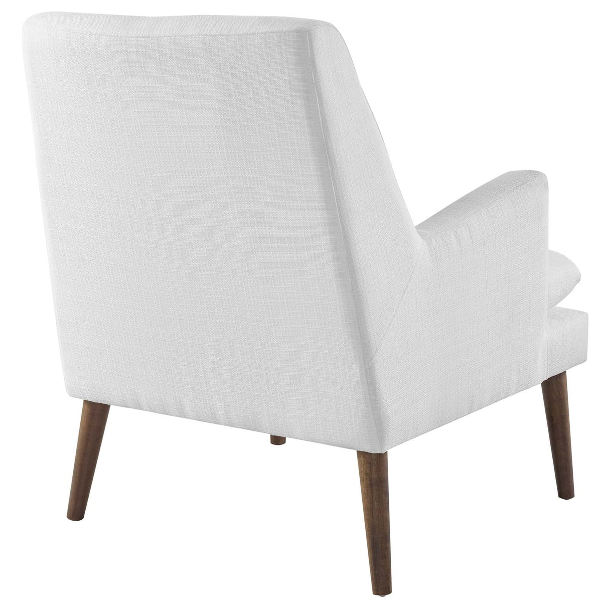 28 Inch Mid-Century Modern Upholstered Fabric Lounge Chair with Button Tufting and Walnut Legs