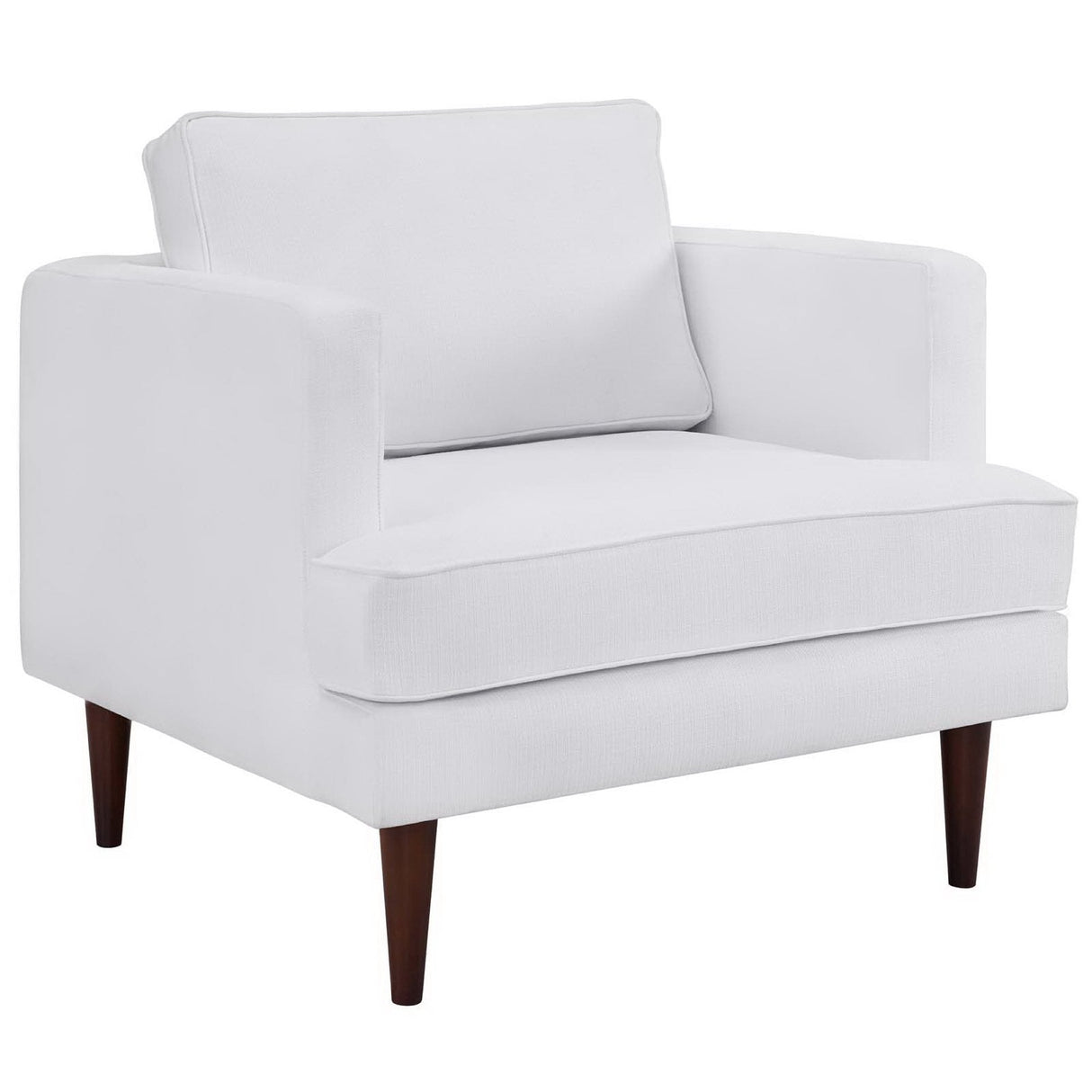 35 Inch Upholstered Fabric Armchair with Walnut-Stained Wood Legs