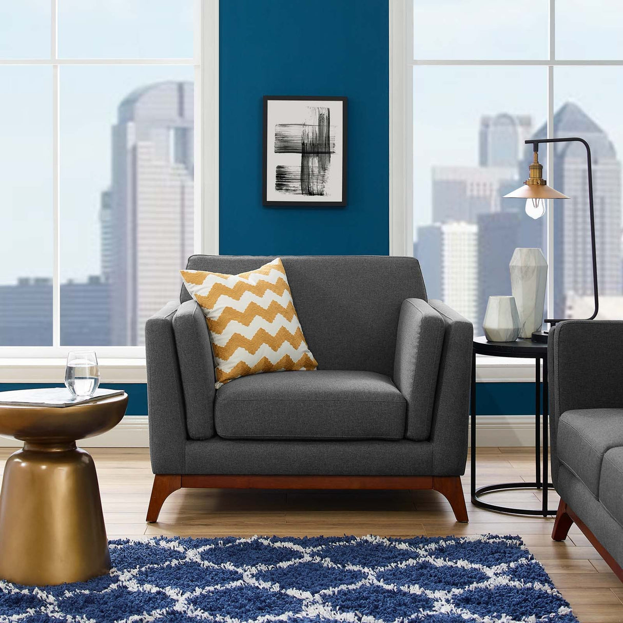 35 Inch Upholstered Fabric Armchair