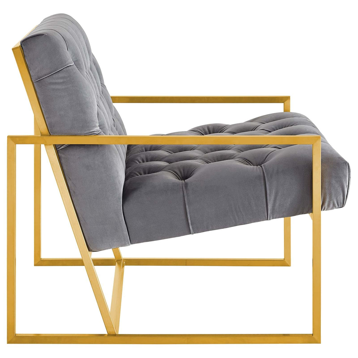31 Inch Button Tufted Performance Velvet Accent Chair with Gold Frame