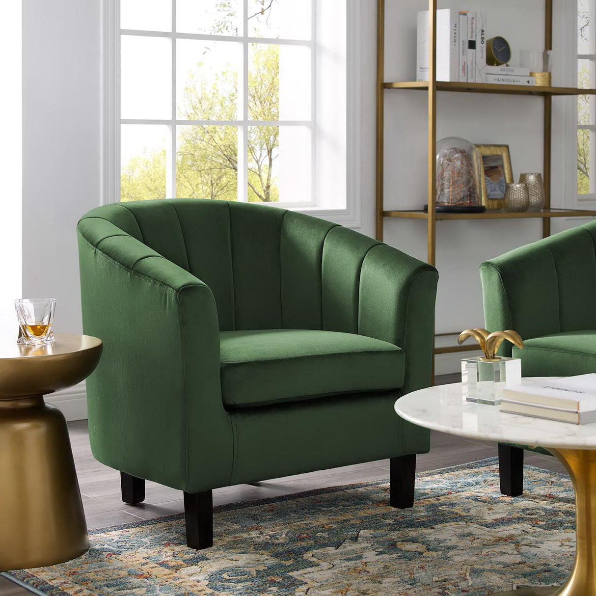 28 Inch Channel Tufted Performance Velvet Barrel Armchair