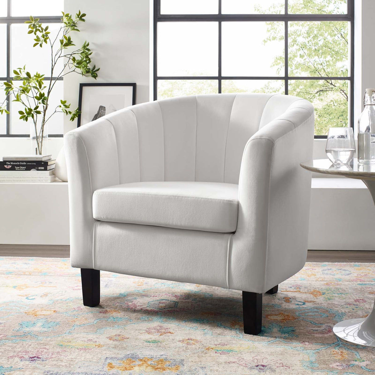 28 Inch Channel Tufted Performance Velvet Barrel Armchair