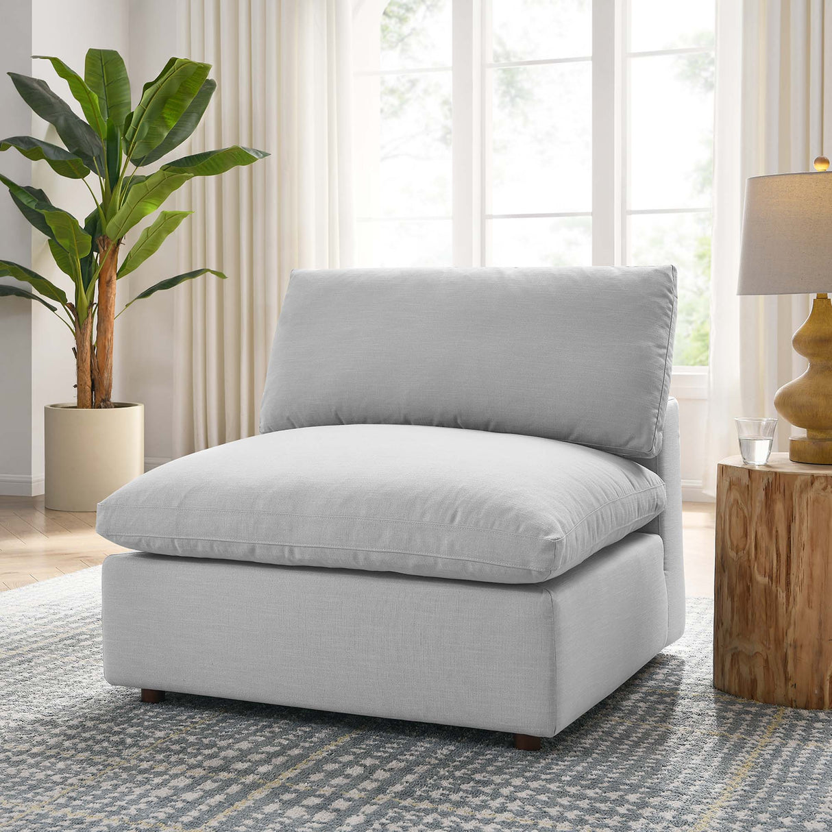 Down Filled Overstuffed Armless Chair – 39 Inch