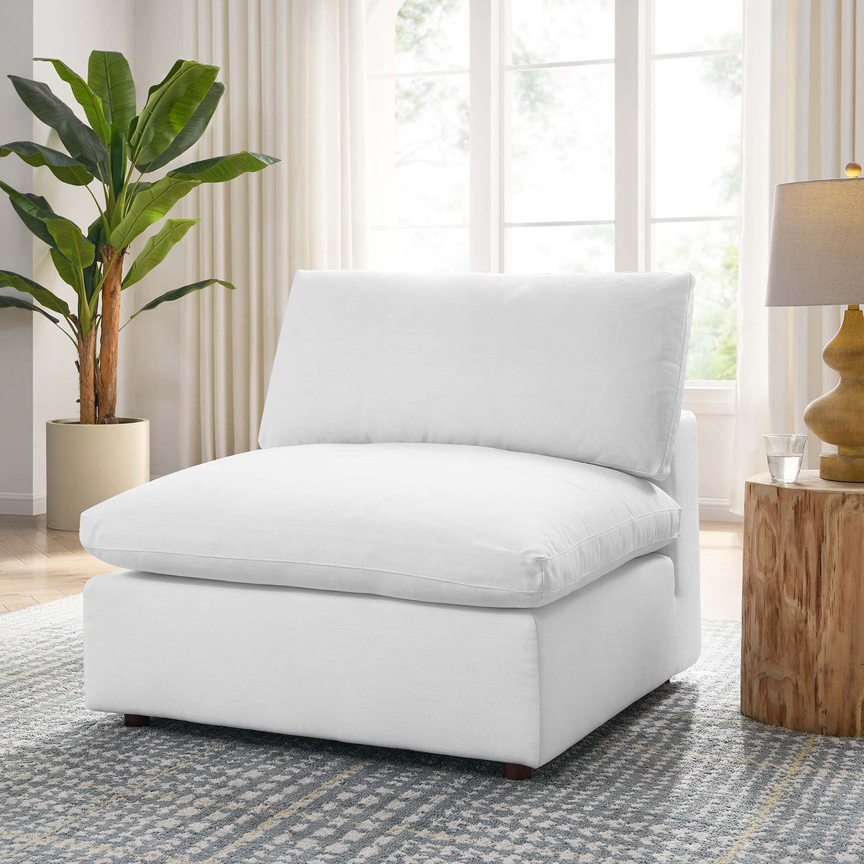Down Filled Overstuffed Armless Chair – 39 Inch