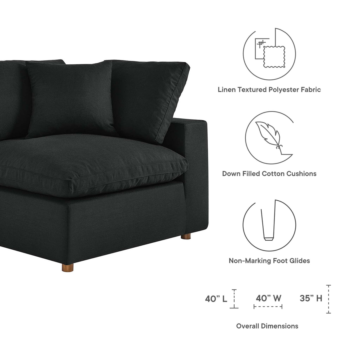 Down Filled Overstuffed Corner Chair – 40 Inch