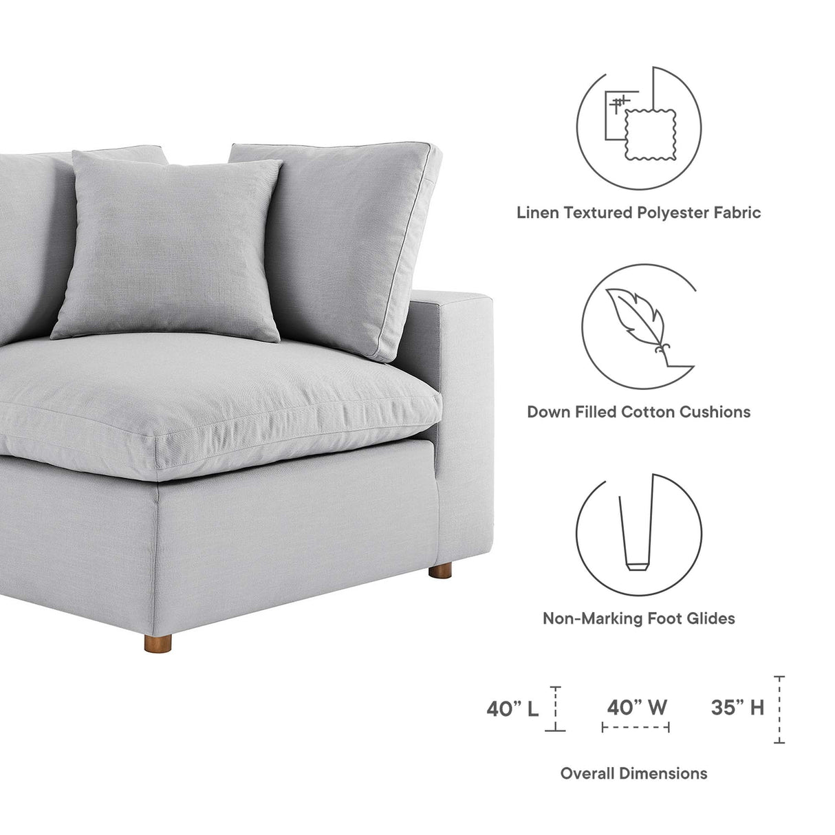 Down Filled Overstuffed Corner Chair – 40 Inch