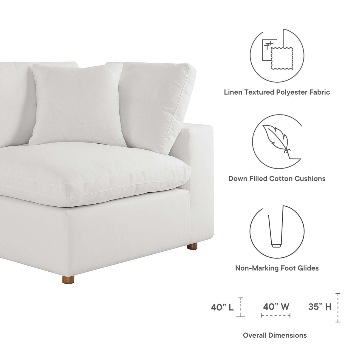 Down Filled Overstuffed Corner Chair – 40 Inch