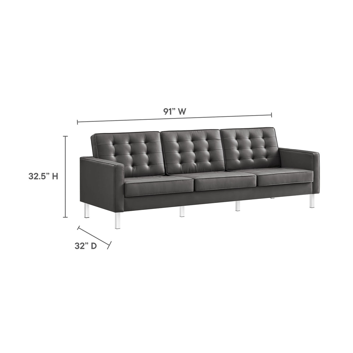 3 Piece 123" Tufted Vegan Leather Furniture Set