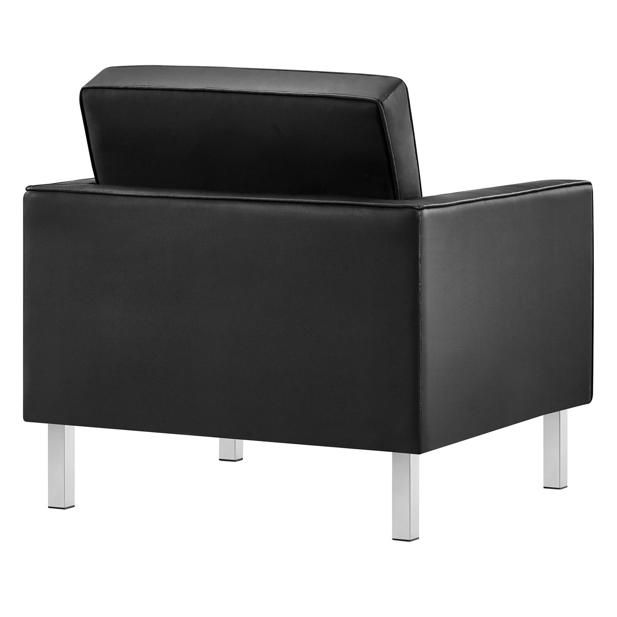 31 Inch Tufted Vegan Leather Sled Base Armchair