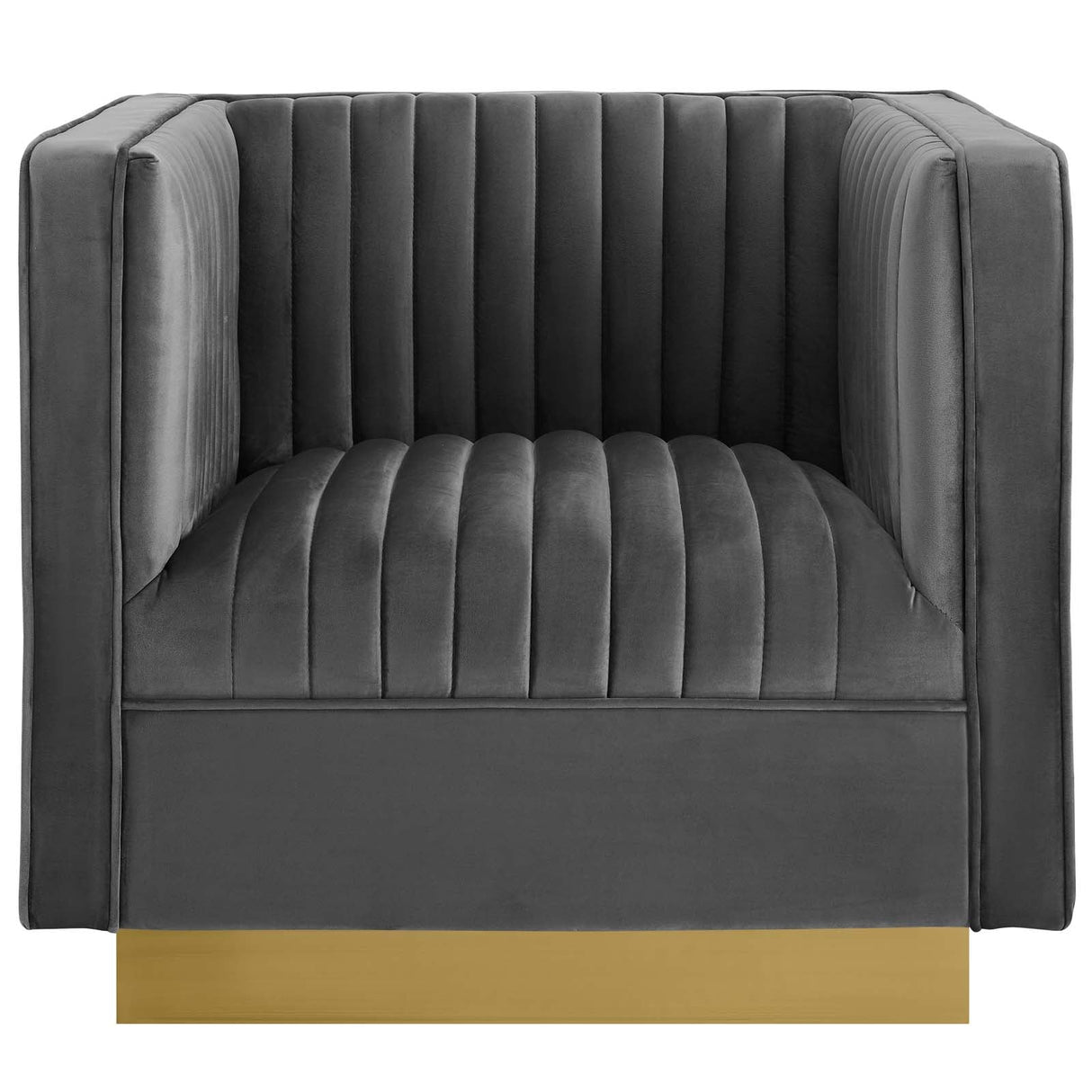 35 Inch Performance Velvet Armchair in Gray