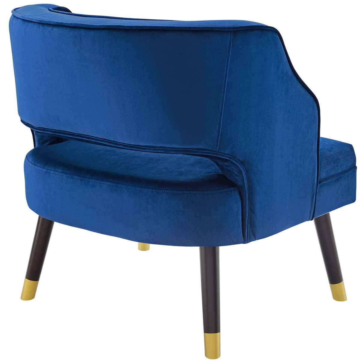 28 Inch Button Tufted Open Back Performance Velvet Armchair in Navy