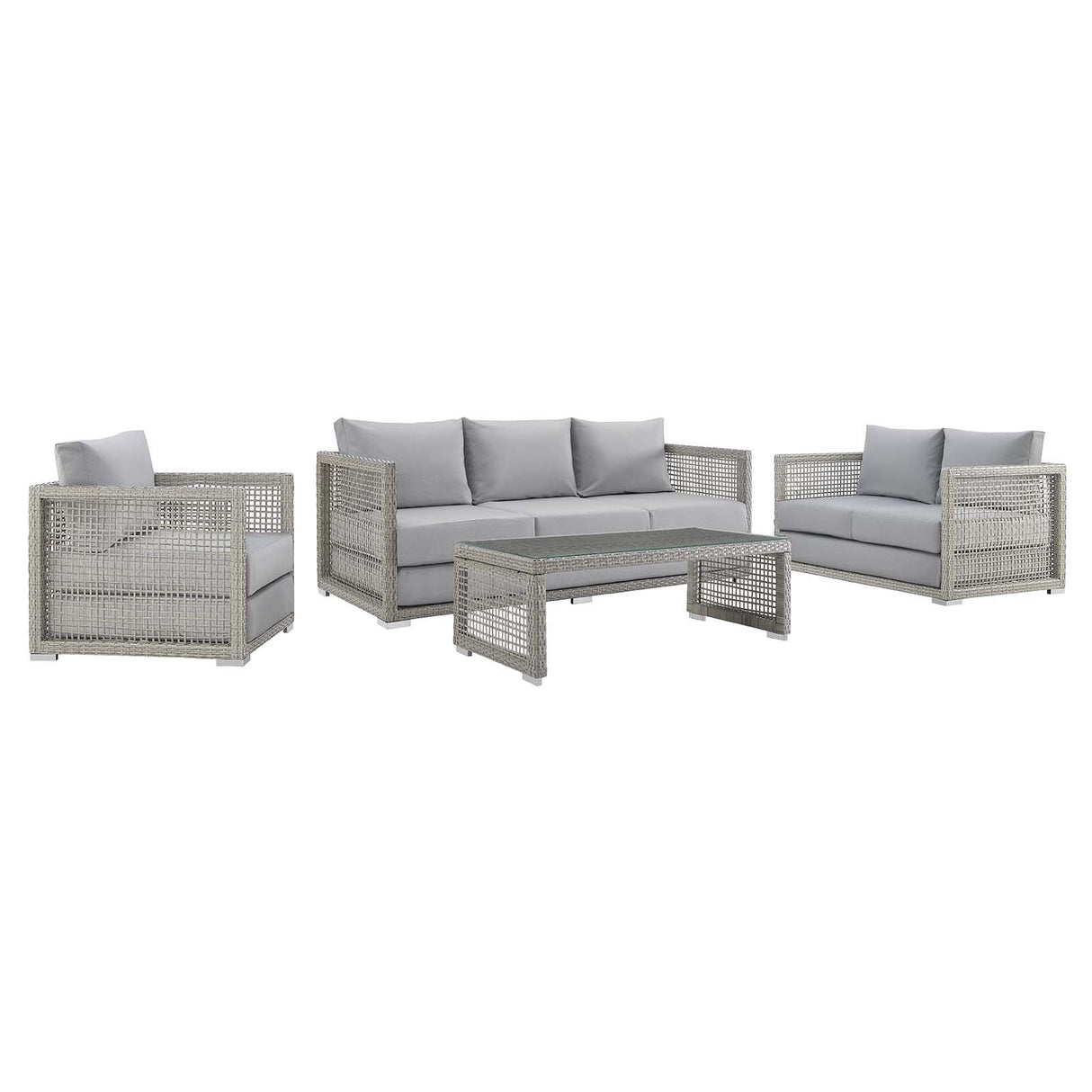 4-Piece Wicker Rattan Outdoor Patio Set for Garden, Deck and Balcony Seating