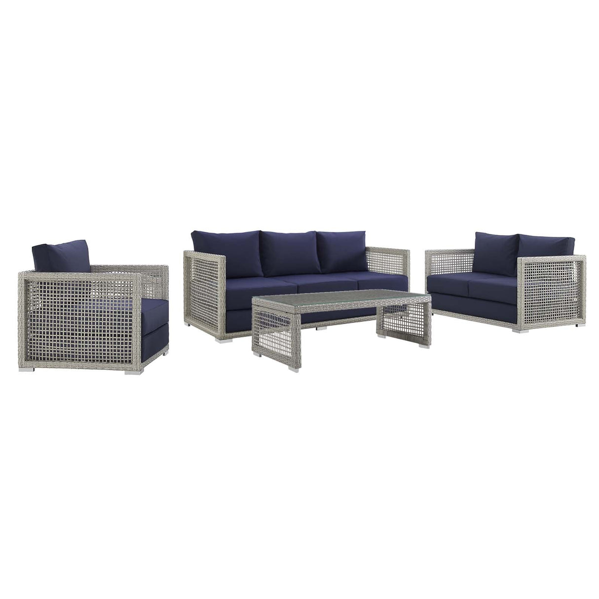 4-Piece Wicker Rattan Outdoor Patio Set for Garden, Deck and Balcony Seating