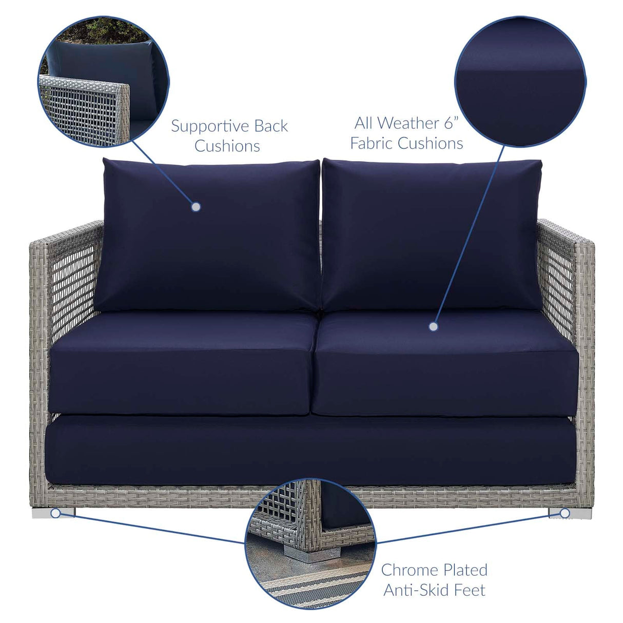 4-Piece Wicker Rattan Outdoor Patio Set for Garden, Deck and Balcony Seating