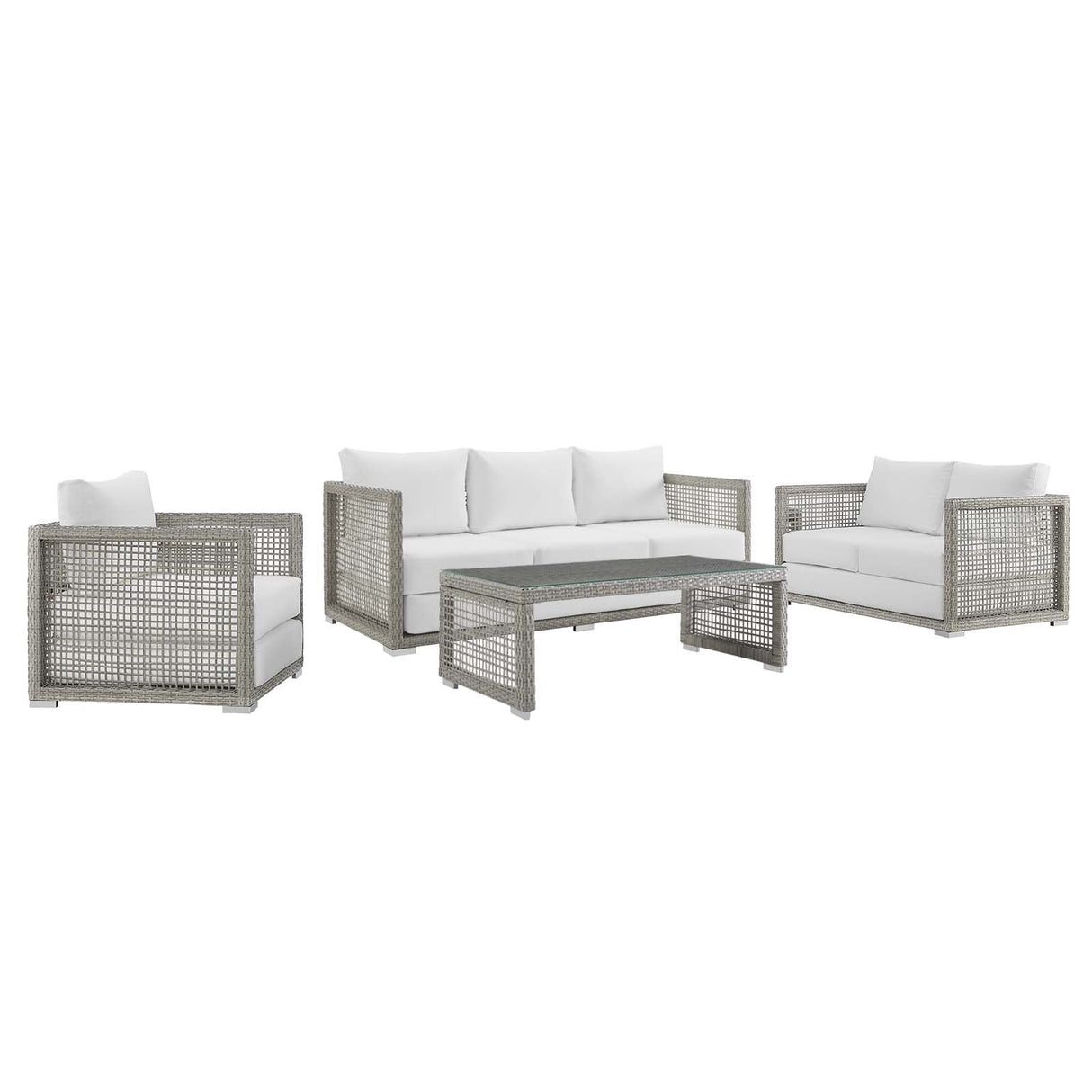 4-Piece Wicker Rattan Outdoor Patio Set for Garden, Deck and Balcony Seating