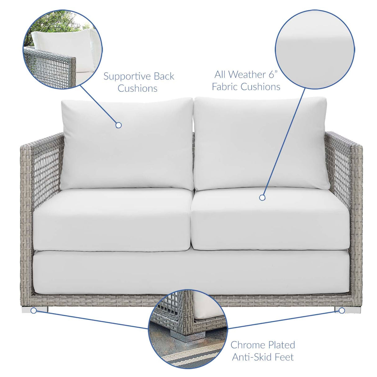 4-Piece Wicker Rattan Outdoor Patio Set for Garden, Deck and Balcony Seating