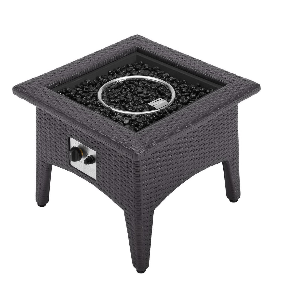3-Piece Espresso Wicker Outdoor Patio Set with Fire Pit, All-Weather Wicker